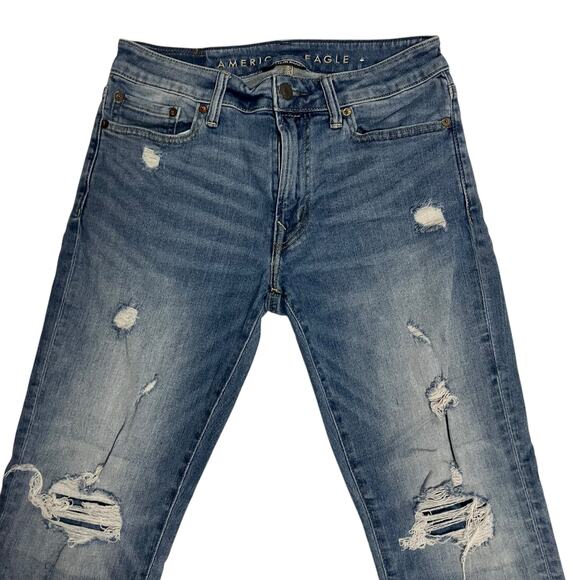 American Eagle Mens N(E)XT Level Airflex Light Distressed Slim Jeans Size 30x30 - Picture 2 of 10